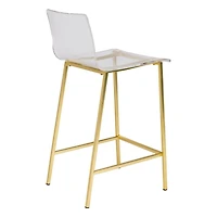 Plata Import - Transparent Tabouret de comptoir, pieds dorés