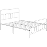 Fullfurnique Lit de plateforme métallique avec tête et pied de lit hauts pour adultes, Twin, Blanc