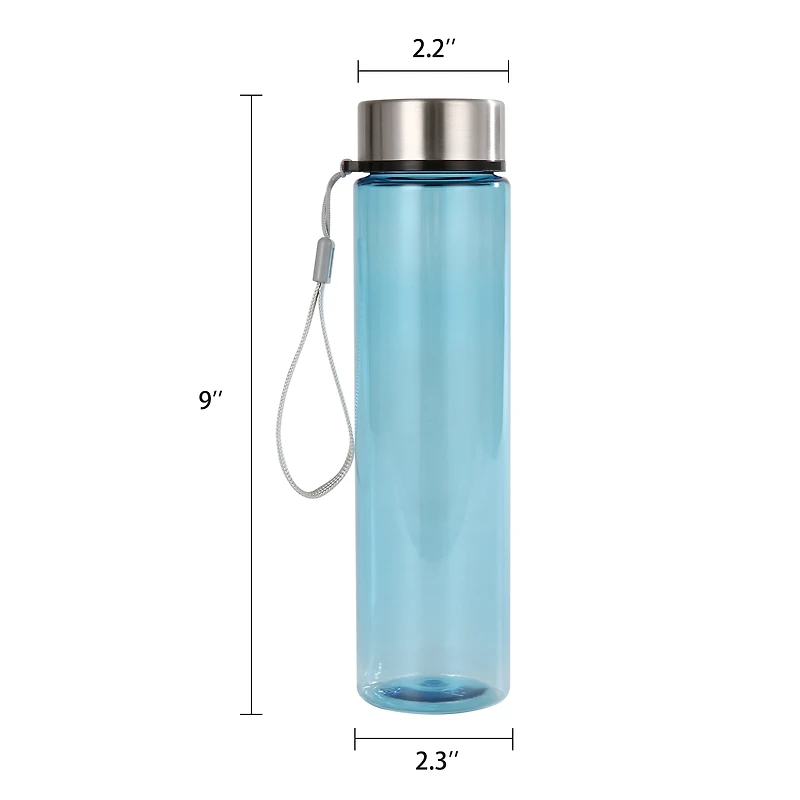 Bouteille d'eau Mainstays 532 ml (18 oz) en plastique bleu avec bouchon à vis en acier inoxydable et sangle
