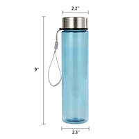 Bouteille d'eau Mainstays 532 ml (18 oz) en plastique bleu avec bouchon à vis en acier inoxydable et sangle