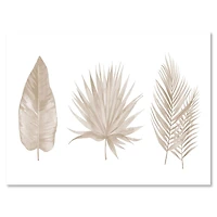 Designart Tropical Beiges Leaves Canvas Wall Art