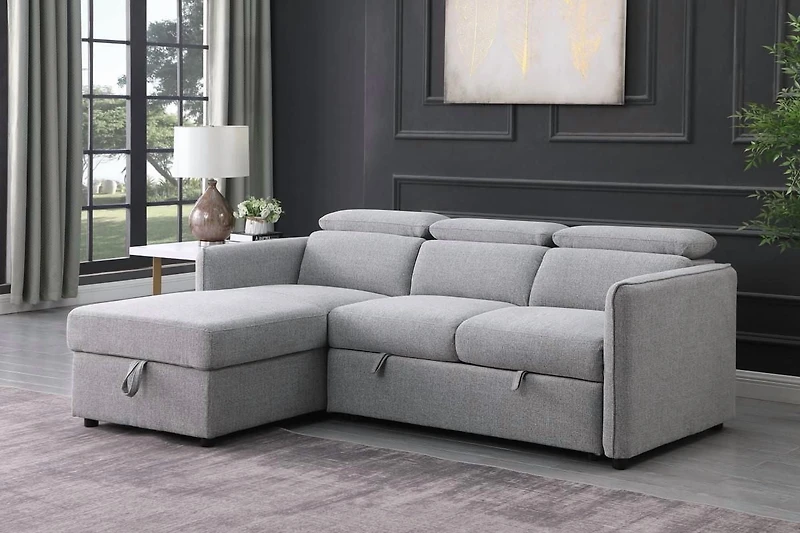 Accantha LHF Sectional Sleeper, Grey
