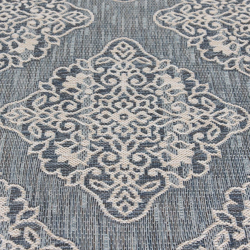 Hayweld Lagoon Blue and White Woven Area Rug
