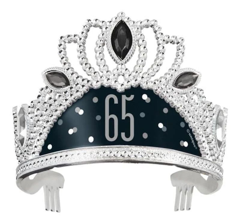 Birthday Black Glitz Plastic Tiara with Number Stickers, 1 count