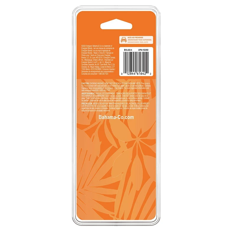 Assainisseur d’air graphique pour le système de ventilation Bahama & Co. (parfum Brise d’Oahu, emballage de 4