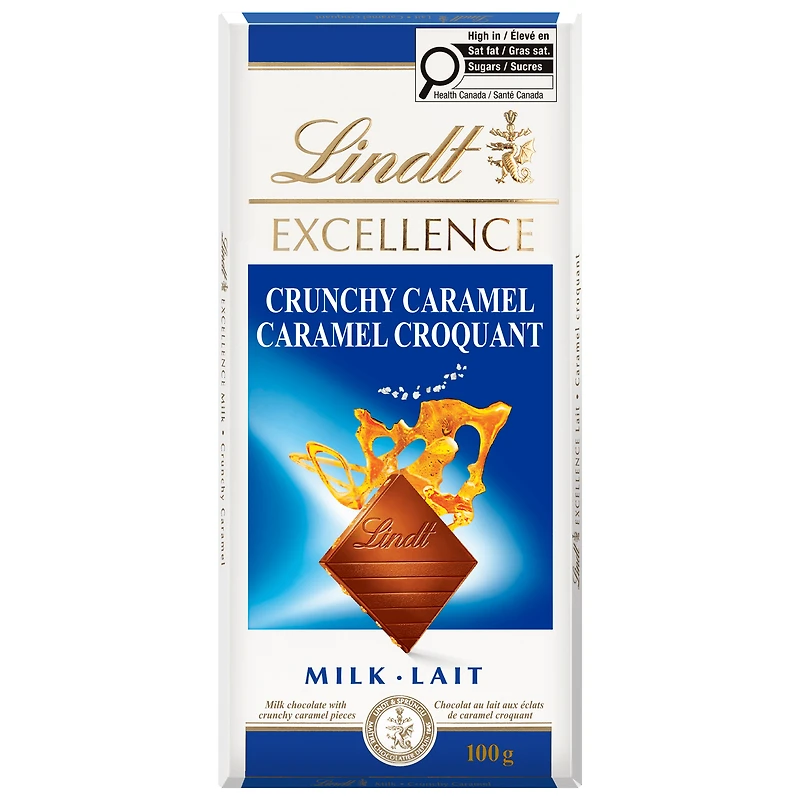 Lindt EXCELLENCE Crunchy Caramel Milk Chocolate Bar, 100 Grams