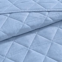 Social Standard by Sanctuary 3 Piece Quilt Set, Chambray Weave, Geo Diamond Quilt Pattern, Easy Care, Wrinkle Resistant