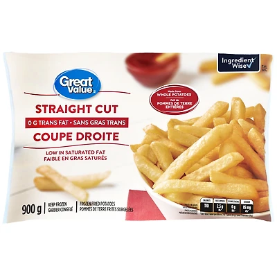 Great Value Straight Cut Frozen Fried Potatoes, 900 g