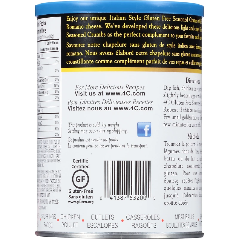 4C Chapelure assaisonnée sans gluten, 340g