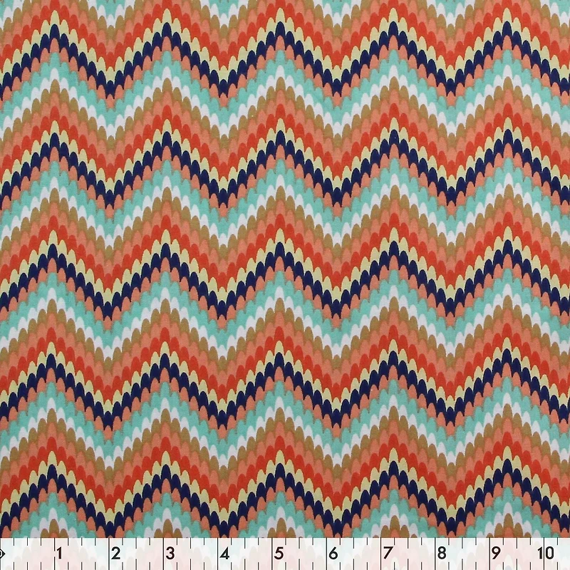 Fabric Creations Colourful Scalloped Chevrons  Fat Quarter Pre-Cut Fabric - 18" x 21" / 45cm x 53cm, 18" x 21" / 45cm x 53cm