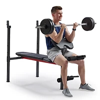 Banc de Musculation Inclinable Standard Réglable Sunny Health & Fitness avec Développeur de Jambes et Accessoire Curl Prêcheur - SF-BH623009
