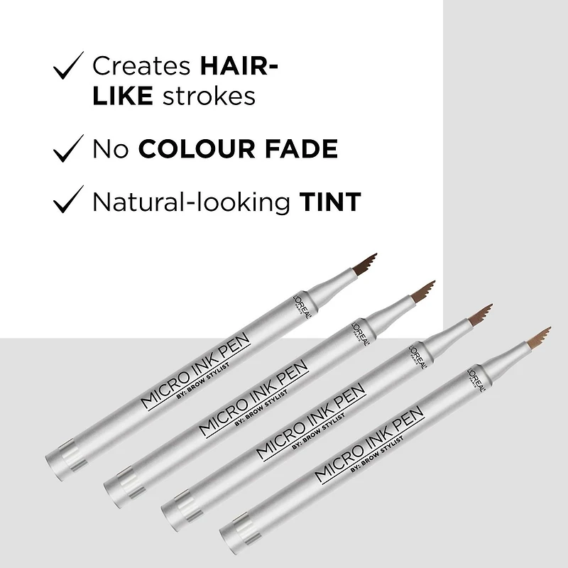 L'Oréal Paris Micro Ink Pen par Brow Stylist, Stylo Microblading , Jusqu'à 24H Teinte, Brunette Claire Tenue Toute La Journée.