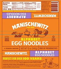 Alphabet Des Nouilles Aux Œufs Manischewitz 340