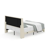 Lit plateforme rembourré Homy Casa avec ports USB et tiroirs de rangement, Queen, beige