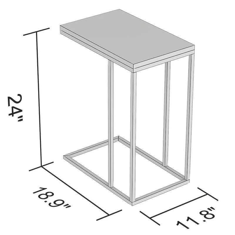 Safdie & Co. Accent Table 20L C-Shaped Dark Cement Black Metal