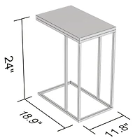 Safdie & Co. Accent Table 20L C-Shaped Dark Cement Black Metal