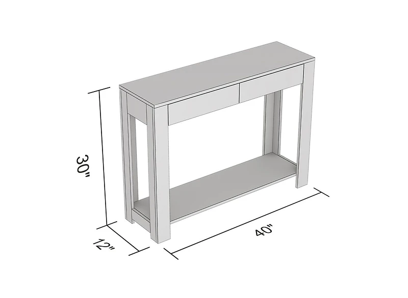 Safdie & Co. Table Console 40" Blanche Avec 2 Tiroirs, 1 Étagère