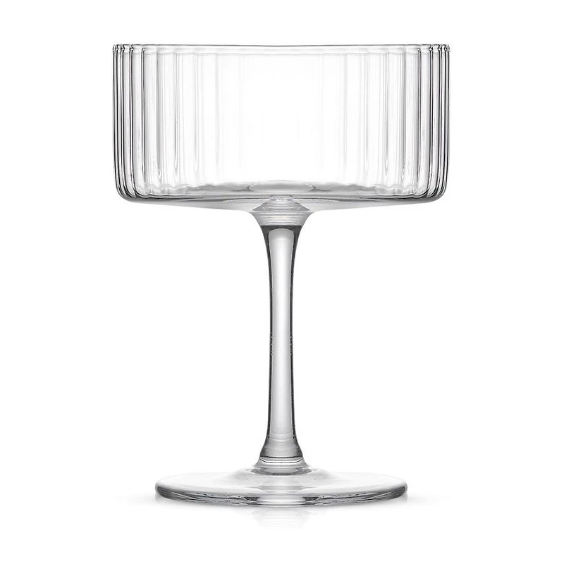 JoyJolt Elle Fluted Martini Coupe Glasses - 10 oz - Set of 2, Lead Free Glass