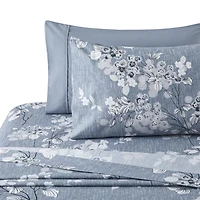 Marina Decoration Ultra Soft Silky Deep Pocket Rich Printed Bedding Rayon from Bamboo All Season Sheet Set with Pillowcases, Romantic Inkwash Floral Pattern
