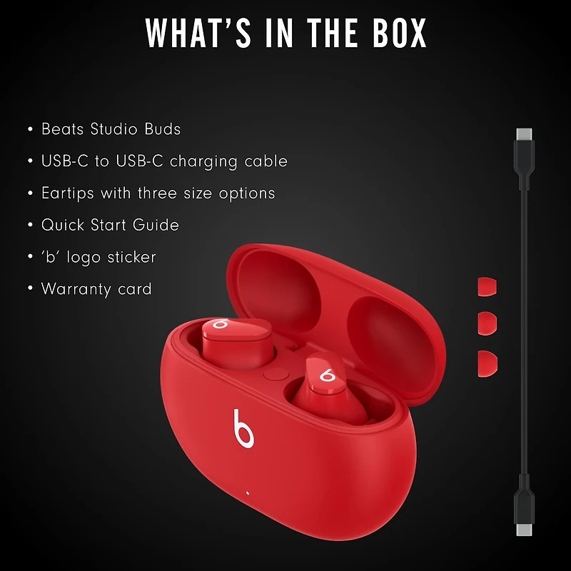 Beats Studio Buds– Écouteurs sans fil – annulation active du bruit, cote IPX4, écouteurs résistants à la transpiration, compatibles avec Apple et Android, Bluetooth de classe 1, microphone intégré, 8h Écouteurs entièrement sans fil avec annulation du bruit