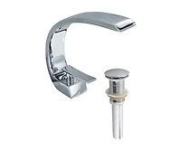DROP Bath and Kitchen DR091463 Robinet pour lavabo de salle de bain avec forme ronde en couleur chrome de la série Waterfall - comprend un drain sans trop-plein.