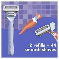 joy lavender razor for women, shave kit with 1 handle + 2 razor blade refills