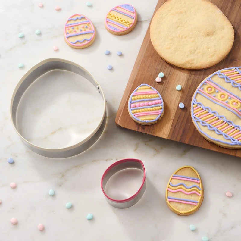 Way to Celebrate 2-Piece Cookie Cutters, Stainless Steel, Egg Shaped