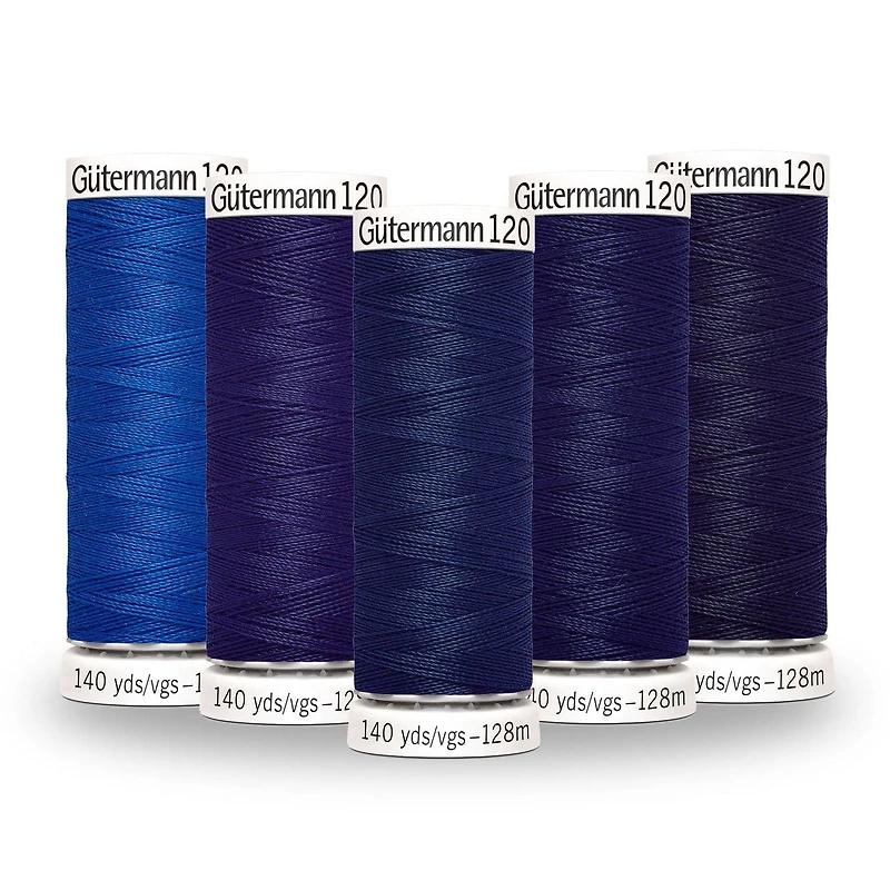 Fil tout usage Gutermann 120 à 100 % polyester paquet de 5 à gradient de couleur