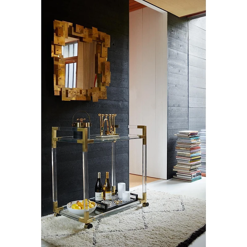 Acrylic Gold Bar Cart With Glass Top