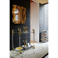 Acrylic Gold Bar Cart With Glass Top