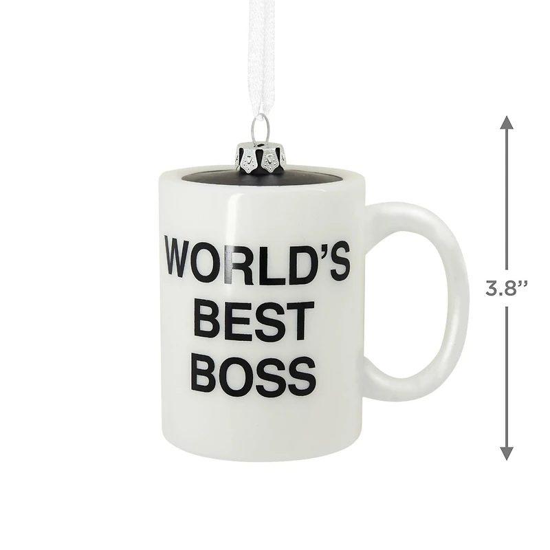Décoration Hallmark de Noël (Tasse à café « World's Best Boss », The Office, en verre soufflé)