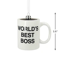 Décoration Hallmark de Noël (Tasse à café « World's Best Boss », The Office, en verre soufflé)