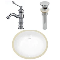 American Imaginations -in. W CSA Oval Bathroom Undermount Sink Set In White - Chrome Hardware