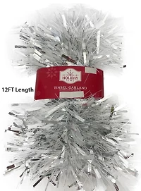 Période festive Guirlande de Noël de 12 pieds en argent
