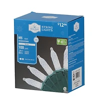 Holiday Time 100-Count Cool White LED M5 Christmas Lights, with Green Wire, 21'