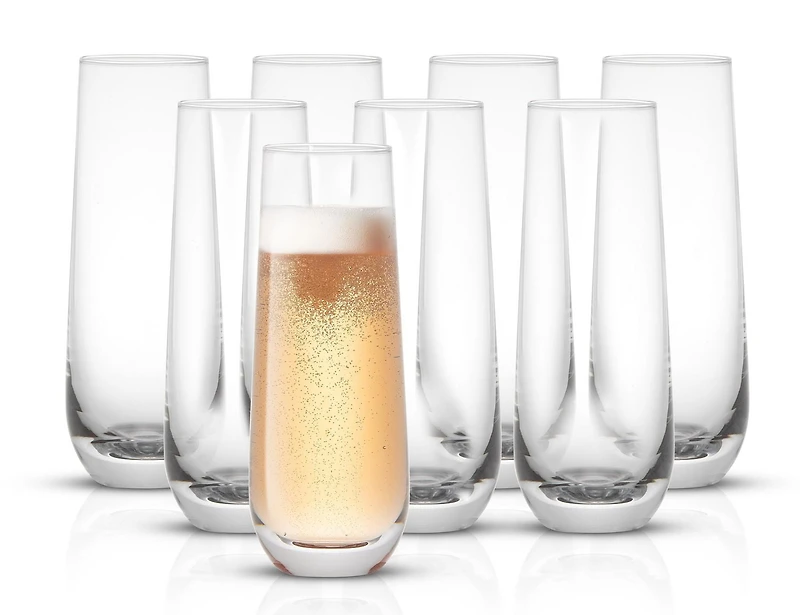 Milo Crystal Stemless Champagne Flute Glasses - 9.4 oz - Set of 8