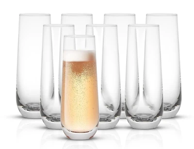Flûtes à Champagne en Cristal Sans Pied Milo - 9,4 oz - Ensemble de 8