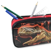 Pen + Gear Dinosaur 2 Zip Pencil Pouch with T-Rex & Lava Design