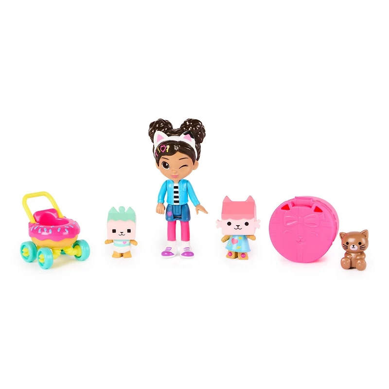 Gabby's Dollhouse, Coffret de figurines Crèche pour chats avec Gabby, Bébé Boîte, Bébé Benny Boîte, jouets surprise et accessoires pour la maison magique, jouets pour filles et garçons à partir de 3 a