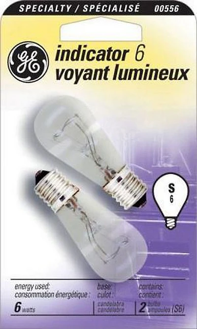 Lampe d’électroménager S6 GE 6 W – paquet de 2
