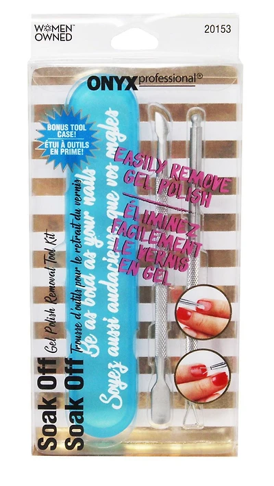 Trousse d’outils pour enlever le vernis en gel par trempage Onyx Professional avec étui d’entreposage, 3 pièces Trousse de trempage, 3 pièces
