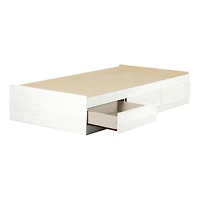 South Shore Arlen Mates Bed with 3 Drawers for Teenagers, in White Pine