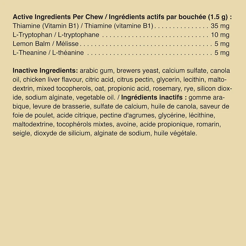 Pet Naturals, Mâche Apaisante pour Chiens, Saveur foie de Poulet, pot de 90 Unités