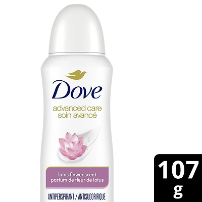 Dove Advanced Care Antiperspirant Dry Spray for Women with Pro-Ceramide Technology Lotus Flower Scent for Soft, Resilient Skin, 107g