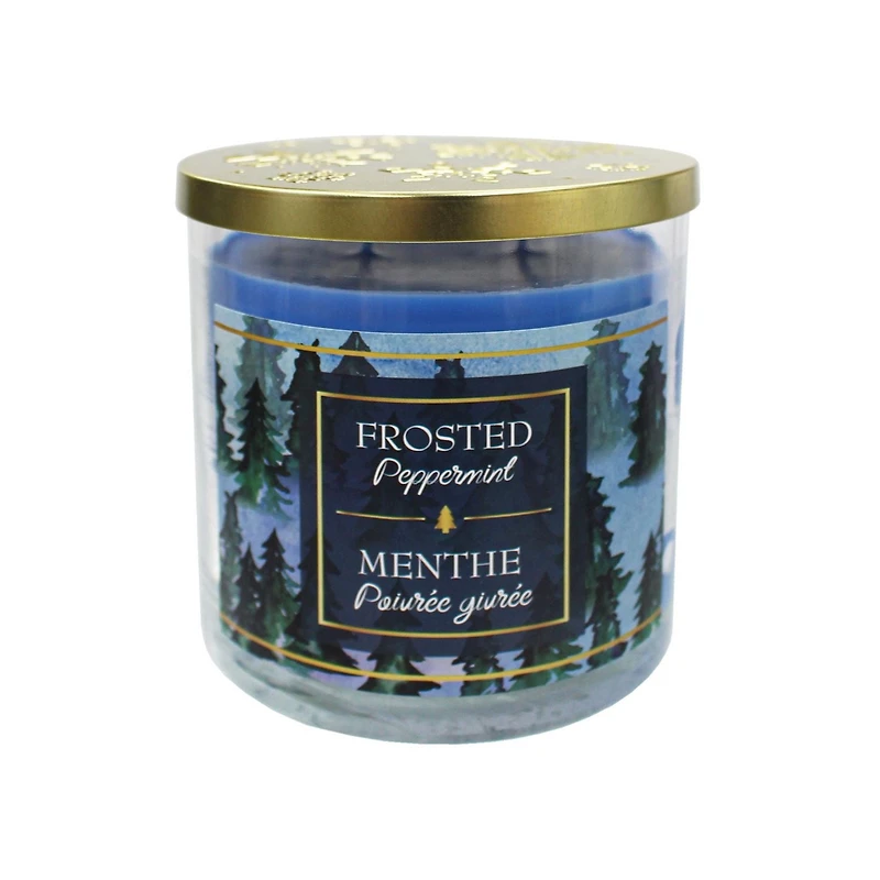 13.5oz Bougie parfumée avec couvercle en métal - MENTHE POIVRÉE GIVRÉE