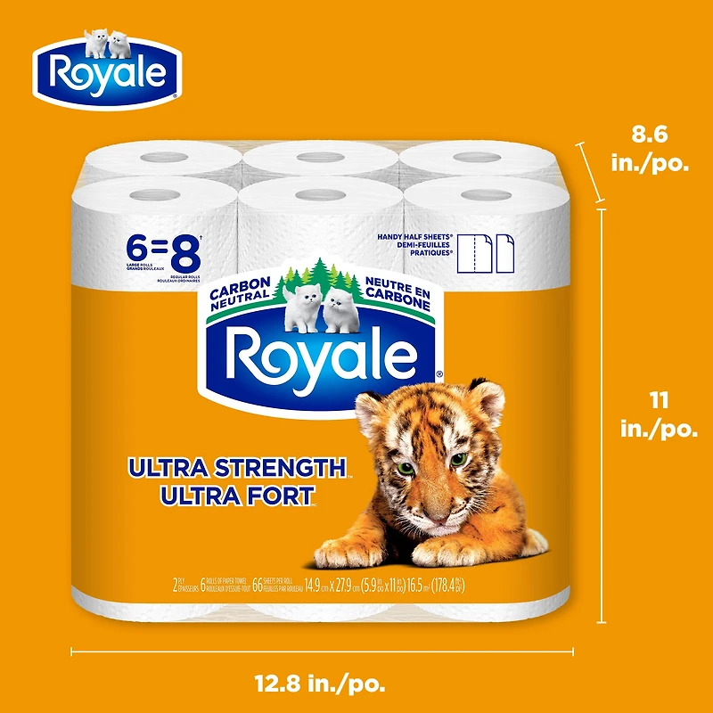 Royale Ultra Strength Paper Towel 6 Rolls, 66 Sheets Per Roll