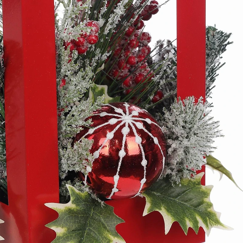 Holiday Time 17" Red Metal Lantern Arr Decor