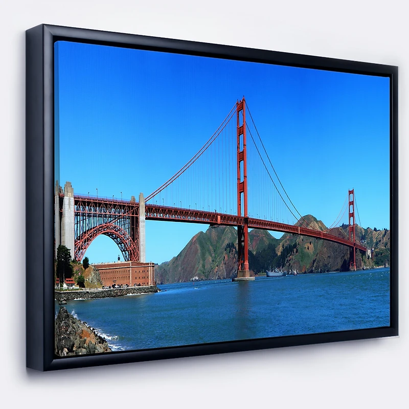 Design Art Golden Gate Bridge Sous Le Ciel Bleu Sur Toile Encadrée