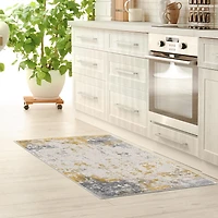 Tapis d'intérieur abstrait Rug Branch Vogue 2' x 5' (taille exacte : 2'3" x 5'), gris doré, contemporain - Entrée, couloir, salle de bain et cuisine