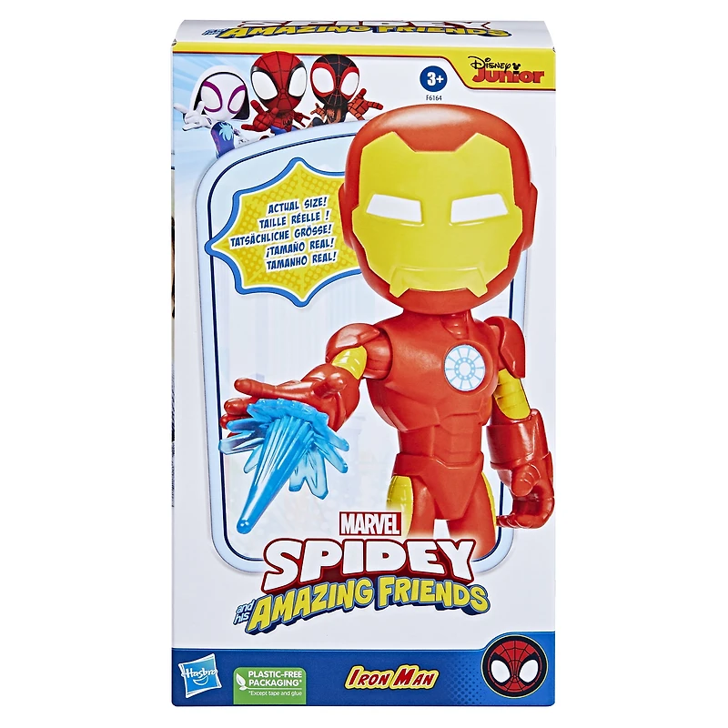 Marvel Spidey and His Amazing Friends Supersized Iron Man Action Figure, Preschool Superhero Toy for Kids Ages 3 and Up